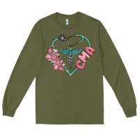 Army Green cma  heart Long Sleeve Tee - MaliasSmallBusiness