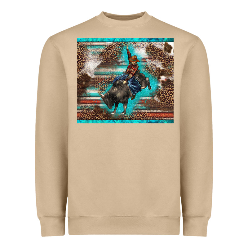 Western Rodeo Bullfighter Serape Leopards Turquoise's Gliterrs Heavyweight Sweatshirt by BarkalooDesign | Teevron