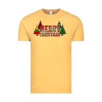 Vintage Mustard merry christmas glitter plaid trees Vintage Tee - AdoDesignShop