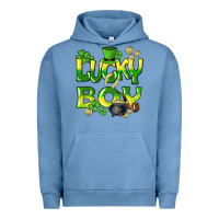 Pigment Pebble Blue Lucky Boy St. Patrick's Day Urban Hoodie - HowdyJamesFarm