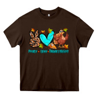 Chocolate Brown peace love thanksgiving Heavy Core Tee - Zillion Design Studio