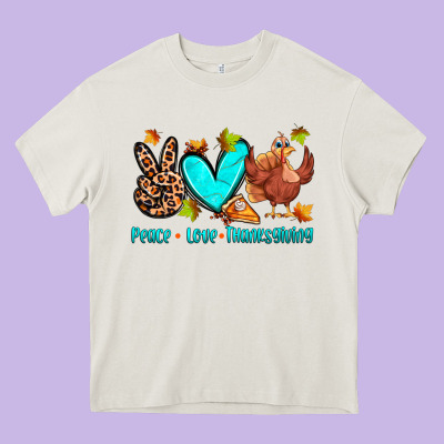 Peace Love Thanksgiving Heavy Core Tee Designed By Zillion Design Studio