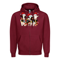 Burgundy christmas three cows Zipper Hoodie - MaliasSmallBusiness