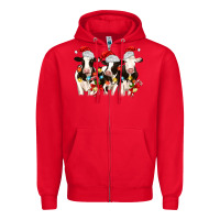 Red christmas three cows Zipper Hoodie - MaliasSmallBusiness