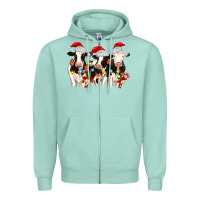 Seafoam christmas three cows Zipper Hoodie - MaliasSmallBusiness