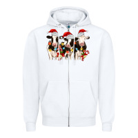 White christmas three cows Zipper Hoodie - MaliasSmallBusiness