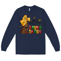 Navy never understimate the power of a black woman Long Sleeve Tee - MaliasSmallBusiness