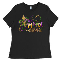 Black mardi gras fleur de lis and beads Ladies Tee - RanaPortraitStore