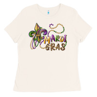 Bone mardi gras fleur de lis and beads Ladies Tee - RanaPortraitStore