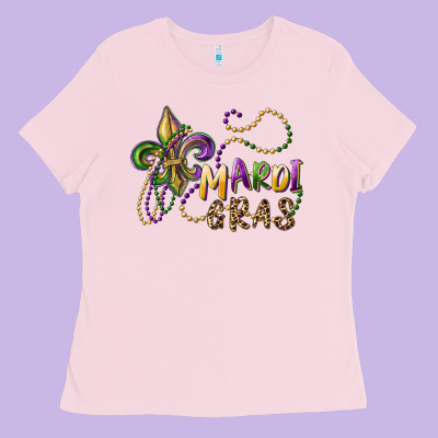Mardi Gras Fleur De Lis And Beads Ladies Tee Designed By Ranaportraitstore
