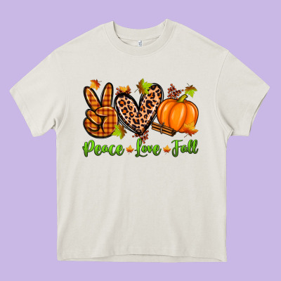 Peace Love Fall Heavy Core Tee Designed By Zillion Design Studio