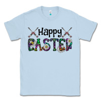 Dusty Blue Happy Easter Classic Tee - CowhideDigitalArt