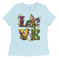 Baby Blue love fleur de lis Ladies Tee - RanaPortraitStore