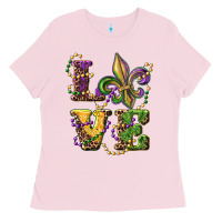 Bubblegum Pink love fleur de lis Ladies Tee - RanaPortraitStore