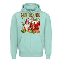 Seafoam Christmas gnome hot cocoa Zipper Hoodie - MaliasSmallBusiness