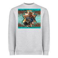 Heather Grey western rodeo bullfighter Aztec leopard turquoise Heavyweight Sweatshirt - BarkalooDesign