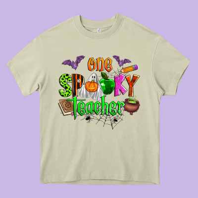 One Spooky Teacher Heavy Core Tee Designed By Zillion Design Studio