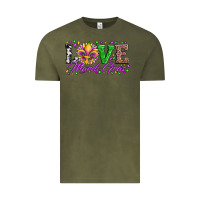 Vintage Olive love mardi gras fleur de lis sunflower leopard and beads Vintage Tee - Artiststas