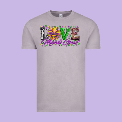 Love Mardi Gras Fleur De Lis Sunflower Leopard And Beads Vintage Tee Designed By Artiststas