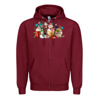 Burgundy christmas coffee Zipper Hoodie - MaliasSmallBusiness