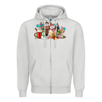 Dove Grey christmas coffee Zipper Hoodie - MaliasSmallBusiness