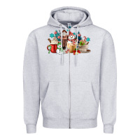 Heather Grey christmas coffee Zipper Hoodie - MaliasSmallBusiness