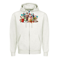 Oatmeal Heather christmas coffee Zipper Hoodie - MaliasSmallBusiness