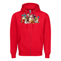 Red christmas coffee Zipper Hoodie - MaliasSmallBusiness