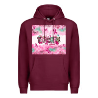 Burgundy Breast Cancer Teacher Premium Hoodie - NancyCooperArtShop