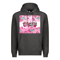 Charcoal Heather Breast Cancer Teacher Premium Hoodie - NancyCooperArtShop