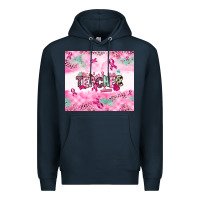 Navy Breast Cancer Teacher Premium Hoodie - NancyCooperArtShop