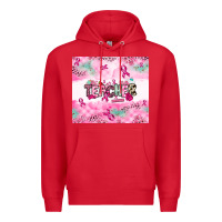 Red Breast Cancer Teacher Premium Hoodie - NancyCooperArtShop