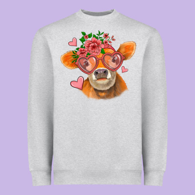Valentines Day Orange Cow Heavyweight Sweatshirt Designed By Jasminsmagicworld
