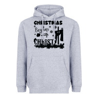Heather Grey Christmas Begins With Christ Heavyweight Hoodie - Bettercallsaul