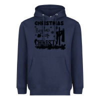 Navy Christmas Begins With Christ Heavyweight Hoodie - Bettercallsaul