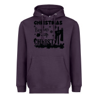 Plum Christmas Begins With Christ Heavyweight Hoodie - Bettercallsaul