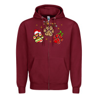 Burgundy christmas paws Zipper Hoodie - MaliasSmallBusiness