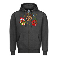 Charcoal Heather christmas paws Zipper Hoodie - MaliasSmallBusiness