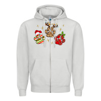 Dove Grey christmas paws Zipper Hoodie - MaliasSmallBusiness