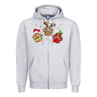 Heather Grey christmas paws Zipper Hoodie - MaliasSmallBusiness