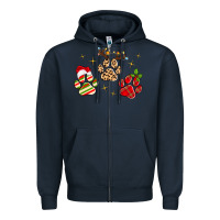 Navy christmas paws Zipper Hoodie - MaliasSmallBusiness