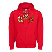 Red christmas paws Zipper Hoodie - MaliasSmallBusiness