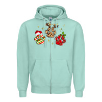 Seafoam christmas paws Zipper Hoodie - MaliasSmallBusiness