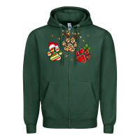 Sports Green christmas paws Zipper Hoodie - MaliasSmallBusiness