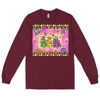 Burgundy mardi gras bead dogs Long Sleeve Tee - MaliasSmallBusiness