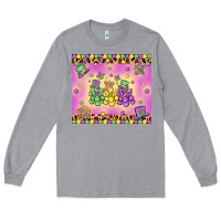 Heather Grey mardi gras bead dogs Long Sleeve Tee - MaliasSmallBusiness