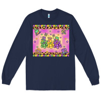 Navy mardi gras bead dogs Long Sleeve Tee - MaliasSmallBusiness