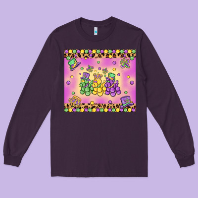 Mardi Gras Bead Dogs Long Sleeve Tee Designed By Maliassmallbusiness