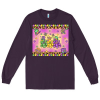 Plum mardi gras bead dogs Long Sleeve Tee - MaliasSmallBusiness