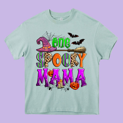 One Spooky Mama Heavy Core Tee Designed By Zillion Design Studio